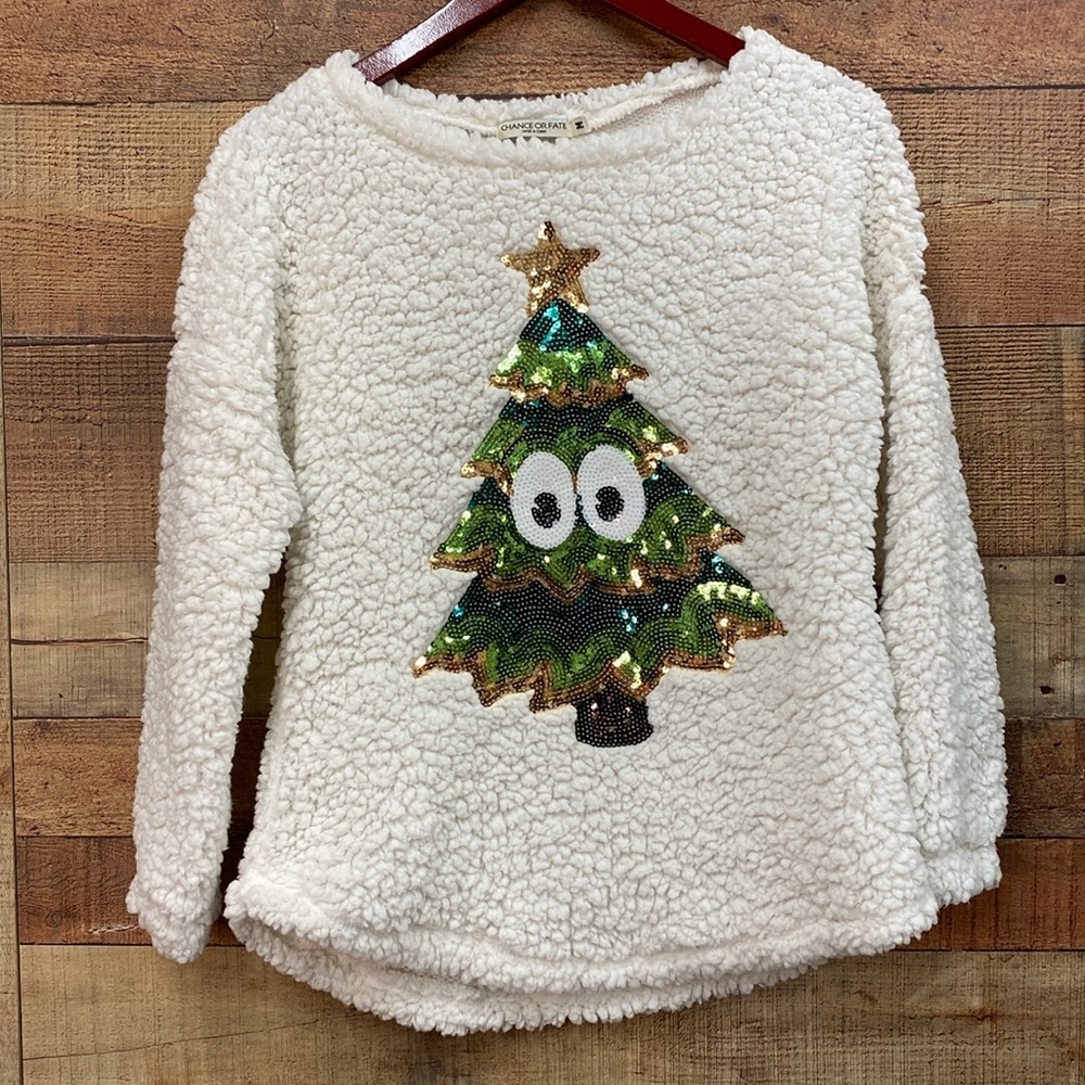 Chance or Fate Sequin Christmas Sweater Medium